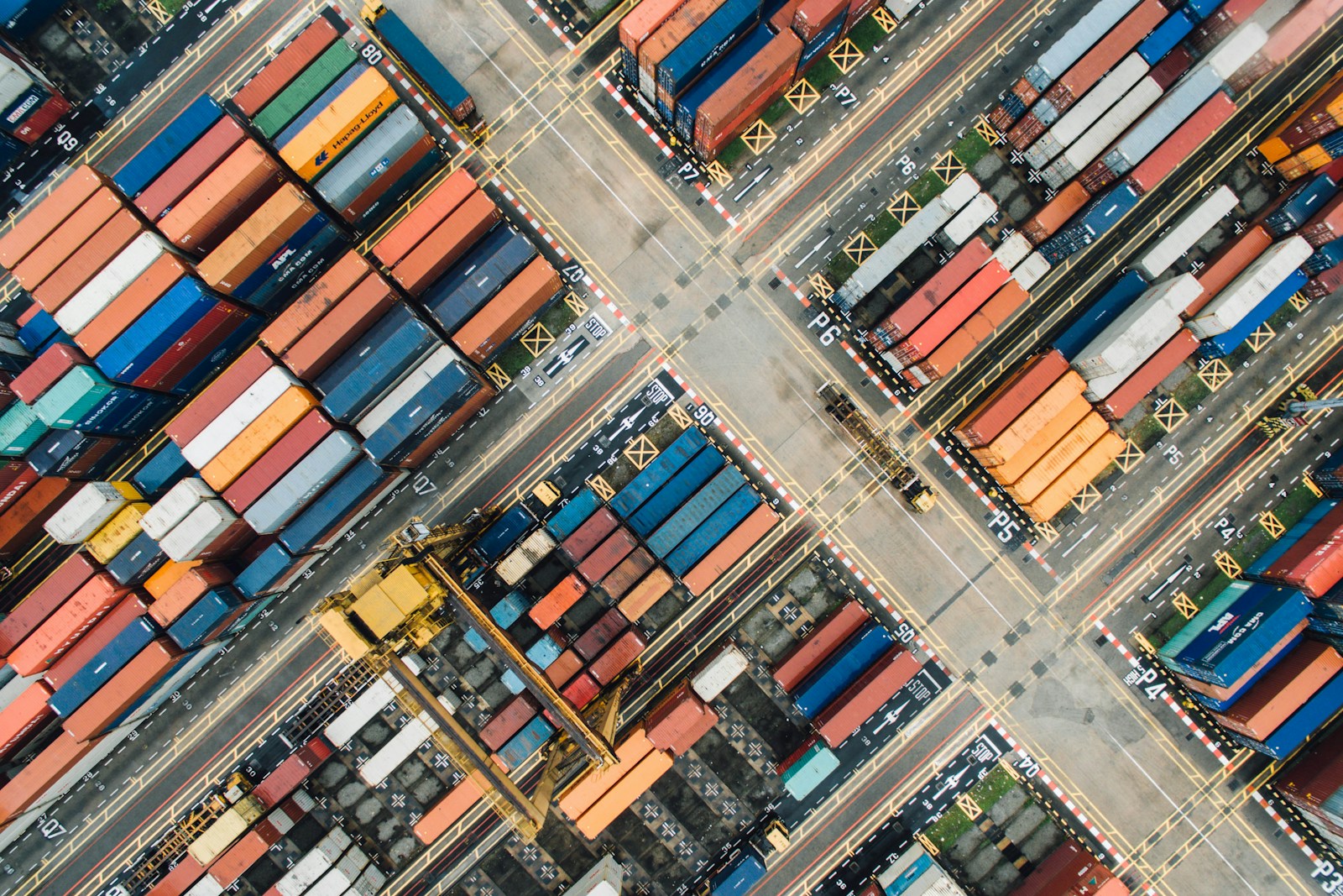 Shipping containers at an international cargo port